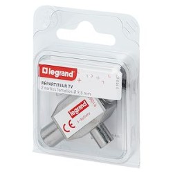 Répartiteur télévision blindé 1 entrée mâle 2 sorties femelles D9,52mm