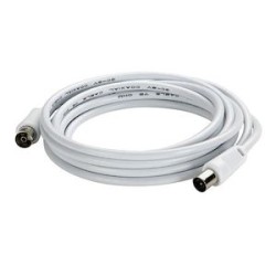Rallonge télévision 1 fiche femelle et 1 fiche mâle D9,52mm - longueur 5m -blan
