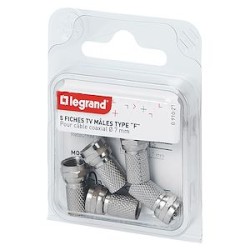 Fiche mâle télévision coaxiale x5 - type 'F'