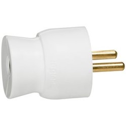 Fiche plastique 2P+T 16A à sortie droite - blanc