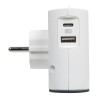 Fiche 2x2P latérales 12A 230V 2760W et USB A+C - blanc/gris foncé