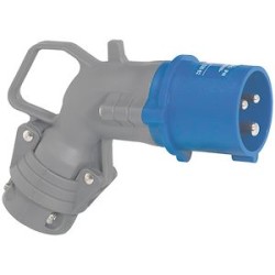 Fiche mobile coudée Hypra IP44 16A - 200V~ à 250V~ - 2P+T - plastique