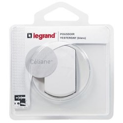 Poussoir avec plaque Céliane Soft - 6A - Blanc