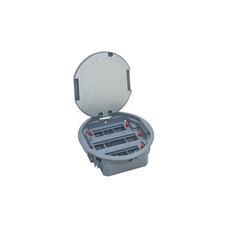 Boite de sol ronde hauteur réglable couv plastique pour prise horizontal -20 mod