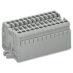 Barrette à bornes avec pied de fixation à encliqueter M4 7 pôles, gris clair cag