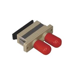 Raccord multimode SC/ST duplex plastique, couleur beige, centreur céramique