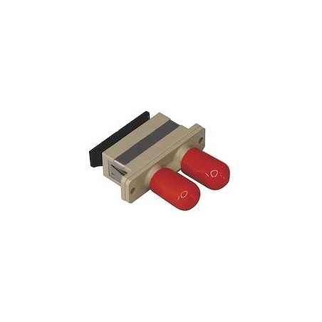 Raccord multimode SC/ST duplex plastique, couleur beige, centreur céramique