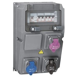 Coffret multiprise Hypra IP44 - 3 prises + disj. + inter diff + transformateur