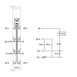 Borne 4 entrées TOR 24 V DC - 3.0 ms