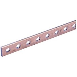 Barre perforée en cuivre nu, simple, 25 mm x 5 mm x 1750 mm