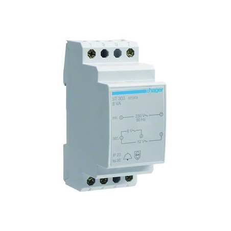 Transformateur de sonnerie 8VA 230V-8 à 12V