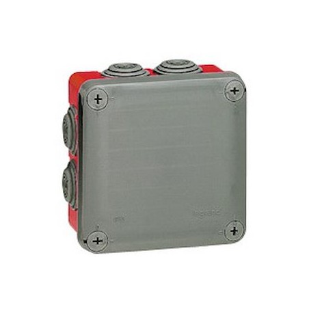 Boîte de dérivation carrée Plexo 105x105x55mm finition RAL7037 et RAL3000