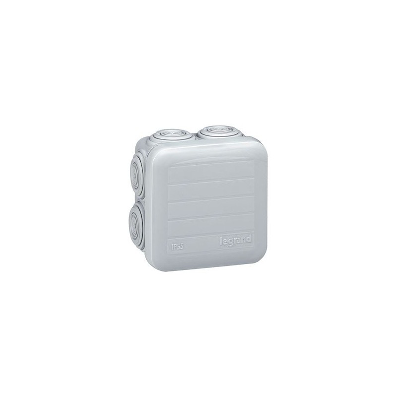 Boîte de dérivation carrée Plexo dimensions 65x65x40mm - gris RAL7035