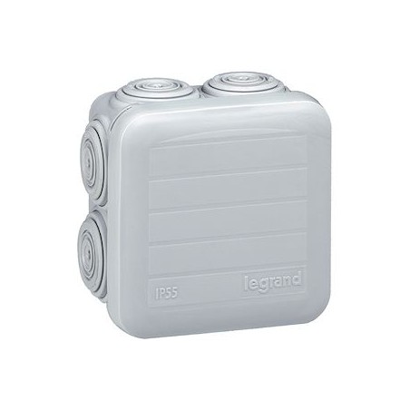 Boîte de dérivation carrée Plexo dimensions 65x65x40mm - gris RAL7035