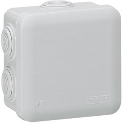 Boîte de dérivation carrée 80x80x45mm - fermeture par enclipsage - gris