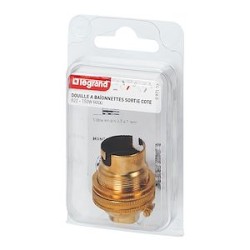 Douille pour ampoule B22 - avec bague - sortie de câble latérale - laiton