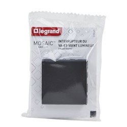 Interrupteur ou va-et-vient lumineux voyant Mosaic Easy-Led 10A 2 modules - noir