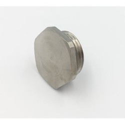 Bouchon plat 6 pans - ISO12 - laiton nickelé