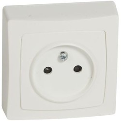 Prise 2P avec éclips de protection Appareillage saillie complet - blanc