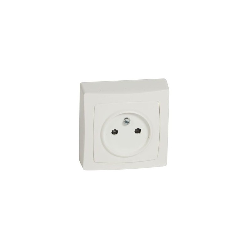 Prise 2P avec éclips de protection Appareillage saillie complet - blanc