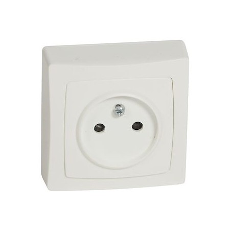 Prise 2P avec éclips de protection Appareillage saillie complet - blanc