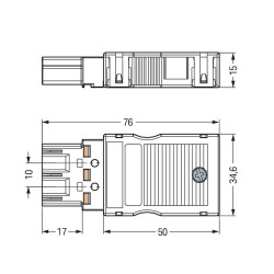 Connecteur mâle 3 pôles avec décharge de traction / Noir