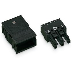Connecteur femelle 3 pôles avec décharge de traction / Noir