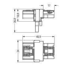 Distributeur en T Connecteurs 1 mâle / 2 femelles 3 pôles / Noir