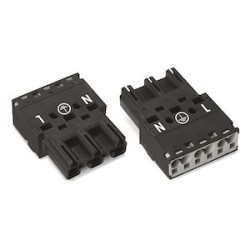 Connecteur mâle 3 pôles sans décharge de traction / Noir