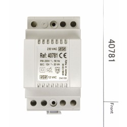 Transformateur 220 v / 12 v / 1,5 a, fixation din et vis