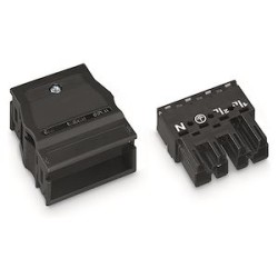 Connecteur mâle 4 pôles avec décharge de traction / Noir