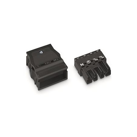 Connecteur mâle 4 pôles avec décharge de traction / Noir