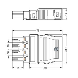 Connecteur mâle 4 pôles avec décharge de traction / Noir