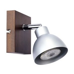 CASA - Spot sur patère GU10 60W max., orientable, alu/bois, Lpe non incl.