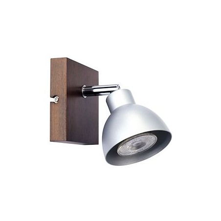 CASA - Spot sur patère GU10 60W max., orientable, alu/bois, Lpe non incl.