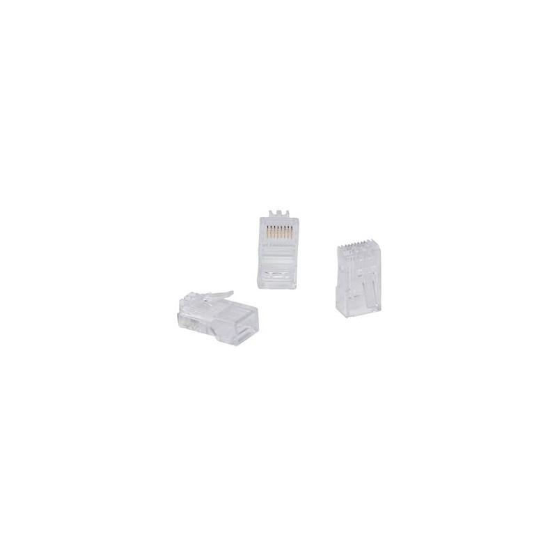 Fiche RJ45 catégorie5e 8 contacts largeur 11,7mm pour câble rond
