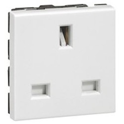 Prise de courant 2P+T 13A standard britannique Mosaic 2 modules - blanc
