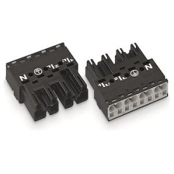 Connecteur mâle 4 pôles sans décharge de traction / Noir