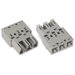 Connecteur mâle 3 pôles sans décharge de traction / Gris
