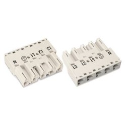 Connecteur mâle 5 pôles sans décharge de traction / Blanc