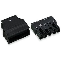 Connecteur mâle 5 pôles avec décharge de traction / Noir