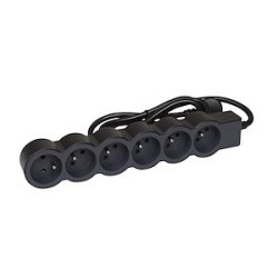 Rallonge 6x2P+T avec cordon 1,5m 3G 1mm² - noir/gris foncé