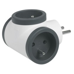 Fiche 3x2P+T latérales 16A 230V 3680W - blanc/gris foncé