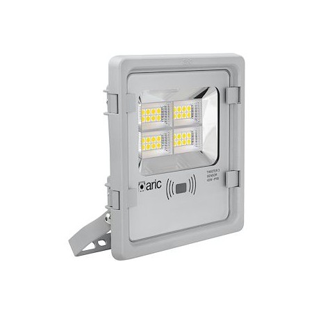 TWISTER 3 SENSOR, Proj. Ext. IP65 IK08, gris, LED 90DEG 45W 3000K 4950lm, a/sens