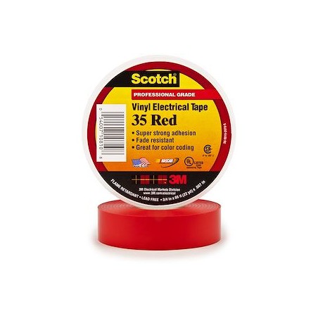 3M Scotch 35 Ruban isolant électrique hautes performances 20m x 19mm Rouge