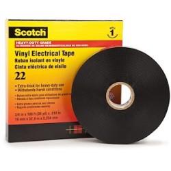 3M Scotch 22 Ruban vinyle isolant électrique noir 33m x 19mm ep. 0,25mm