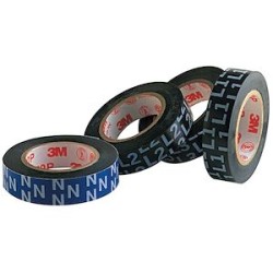 3M Temflex 1700 Noir Ruban PVC marquage L1, 10m x 15mm, ep. 0,18mm, ignifuge