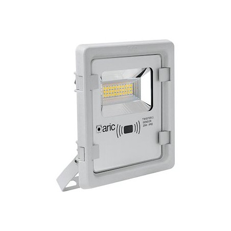 TWISTER 3 SENSOR, Proj. Ext. IP65 IK08, gris, LED 90DEG 25W 3000K 2500lm, a/sens