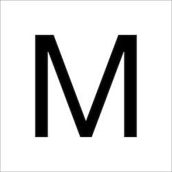 Chiffres en film plastique H 100 mm, Lettre majuscule M