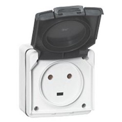 Prise étanche 2P+T 20A Plexo complet IP55 saillie - gris